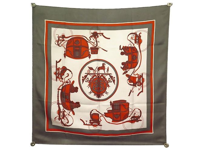 Foulard En Soie Vintage - Multicolore Géométrique - Occasion Bon état