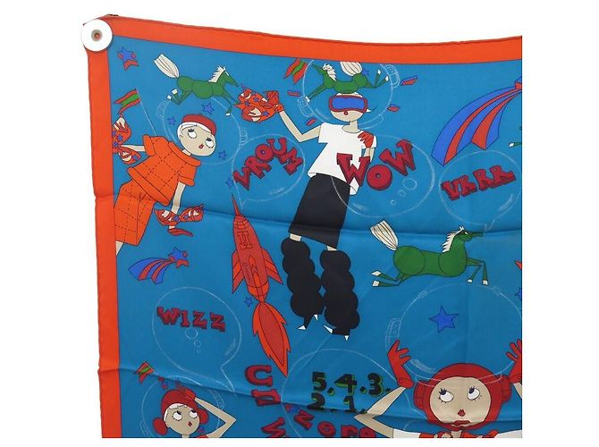 Hermès NOVE HERMES SCIARPA UN WEEK END ALLO SPAZIO DEL CARRE 70 SCIARPA IN SETA BLU CM - vista 2