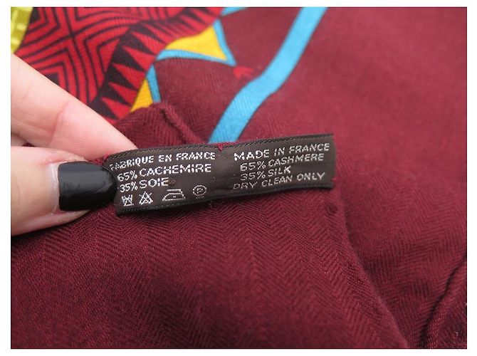 Aline Hermès HERMES CENT PLIS SHAWL SCIARPA DEL MIAO HONORE 140 SCIARPA CM IN CASHMERE Bordò - vista 10