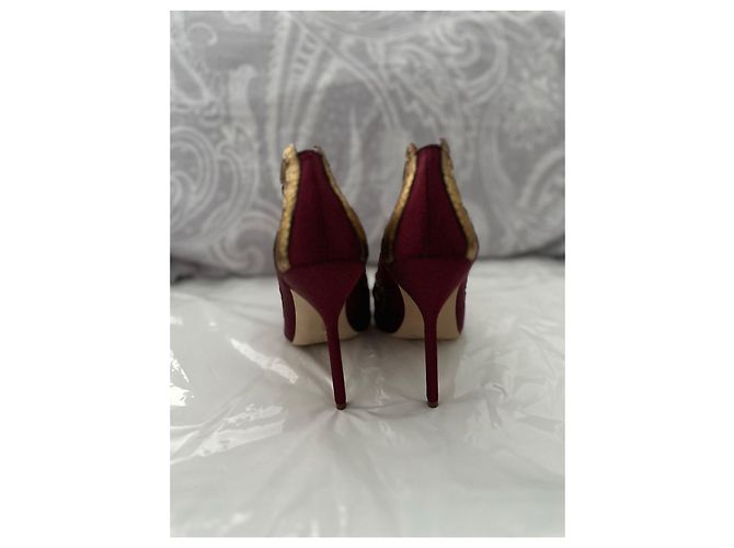 Manolo Blahnik Pititia Pumps Rot Satin und Leder 115mm Bordeaux - Ansicht 3