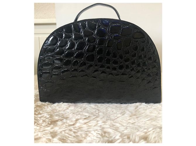 Borsa Lanvin in pelle nera effetto coccodrillo Nero - vista 2