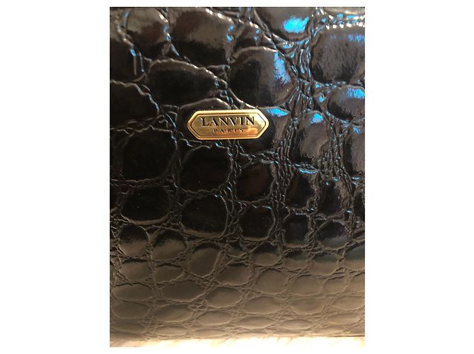 Borsa Lanvin in pelle nera effetto coccodrillo Nero - vista 4