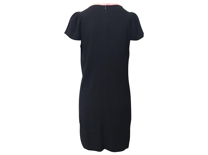 VESTIDO MAJE CON CUELLO EN CONTRASTE DE ACETATO NEGRO - vista 3