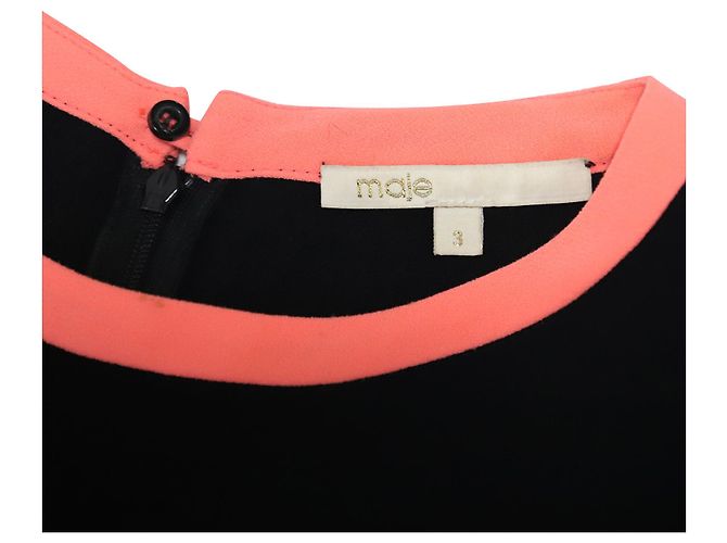 VESTIDO MAJE CON CUELLO EN CONTRASTE DE ACETATO NEGRO - vista 7