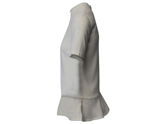 Stella Mc Cartney Stella McCartney Schößchen-Bluse mit Stehkragen in weißer Kunstseide - Ansicht 2