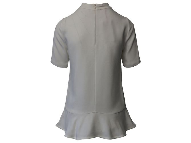 Stella Mc Cartney Stella McCartney Schößchen-Bluse mit Stehkragen in weißer Kunstseide - Ansicht 3