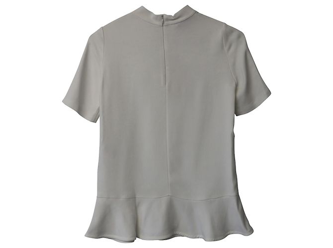 Stella Mc Cartney Stella McCartney Schößchen-Bluse mit Stehkragen in weißer Kunstseide - Ansicht 4
