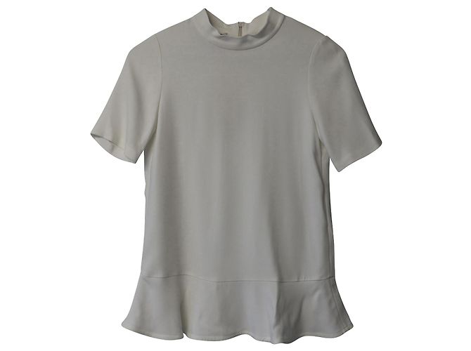Stella Mc Cartney Stella McCartney Schößchen-Bluse mit Stehkragen in weißer Kunstseide - Ansicht 5