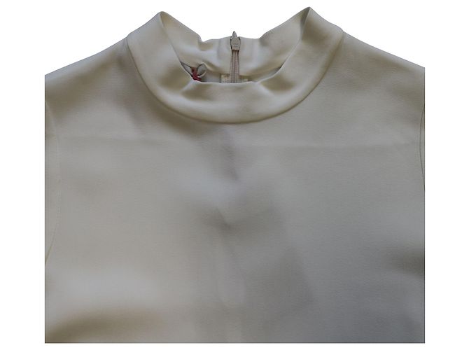 Stella Mc Cartney Stella McCartney Schößchen-Bluse mit Stehkragen in weißer Kunstseide - Ansicht 6