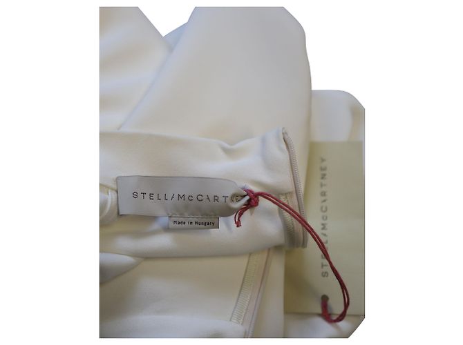 Stella Mc Cartney Stella McCartney Schößchen-Bluse mit Stehkragen in weißer Kunstseide - Ansicht 7