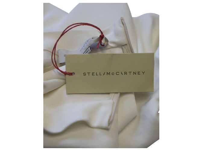 Stella Mc Cartney Stella McCartney Schößchen-Bluse mit Stehkragen in weißer Kunstseide - Ansicht 8