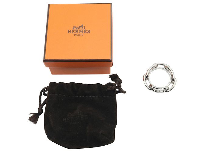 Hermès Hermes Regate Schal 90 Ring aus silberfarbenem, palladiertem Messing - Ansicht 4