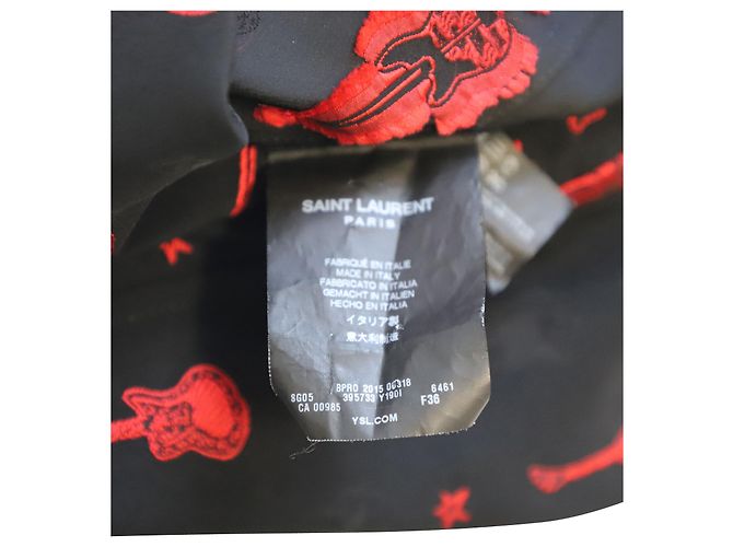 Camicetta ricamata chitarra Saint Laurent in viscosa nera Nero - vista 8