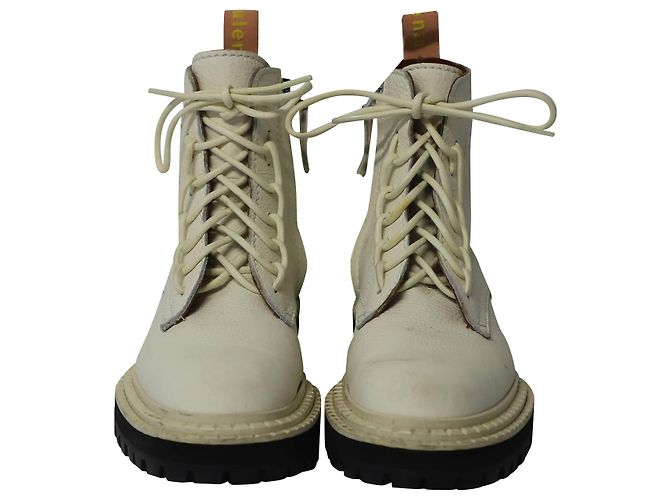 Botas de combate Proenza Schouler Lug Sole em couro de bezerro branco - vista 2