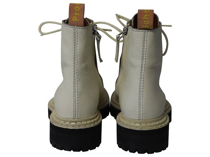 Botas de combate Proenza Schouler Lug Sole em couro de bezerro branco - vista 4