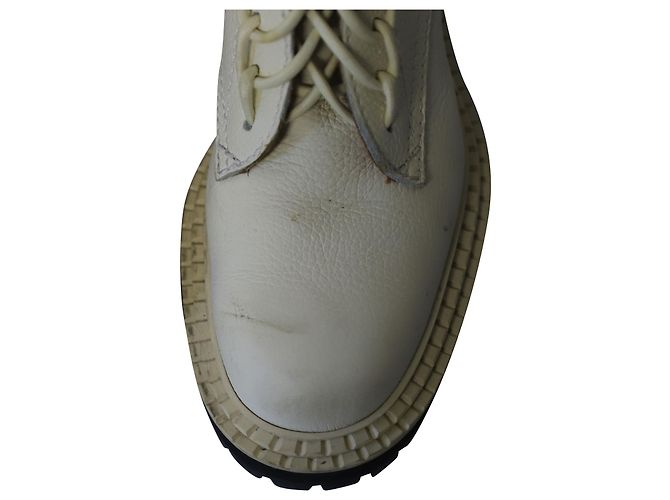 Botas de combate Proenza Schouler Lug Sole em couro de bezerro branco - vista 7