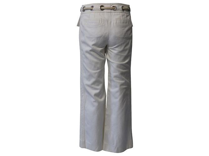 Pantaloni semi svasati con cintura in corda di Louis Vuitton in cotone bianco - vista 2