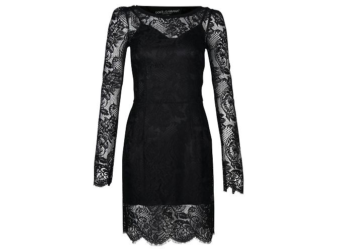 Robe De Fête Fille Dolce & Gabbana En Dentelle Noire - Manches Longues, Tailles 8 Et 12 Ans, Neuve