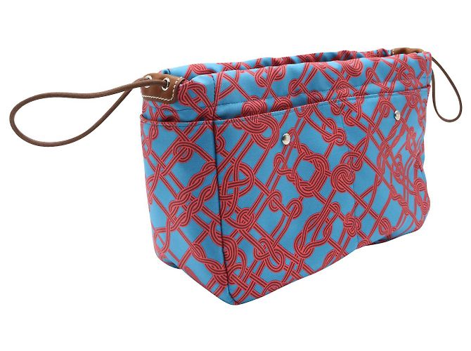 Hermès Fourbi 25 Pochette in Seta Stampata Blu - vista 2