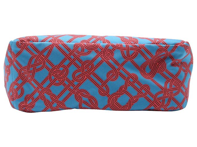 Hermès Fourbi 25 Pochette in Seta Stampata Blu - vista 5