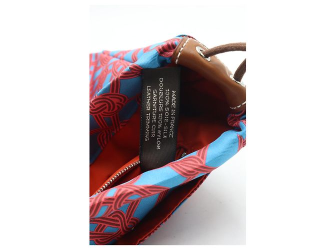 Hermès Fourbi 25 Pochette in Seta Stampata Blu - vista 8