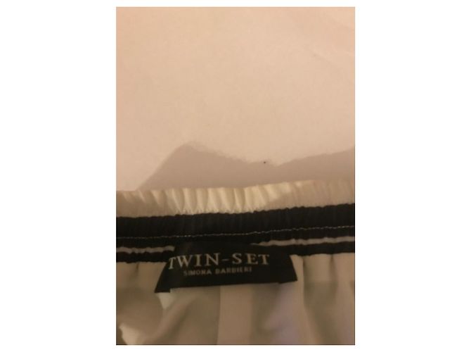 Twin Set Calça listrada com paetês Preto Branco - vista 4
