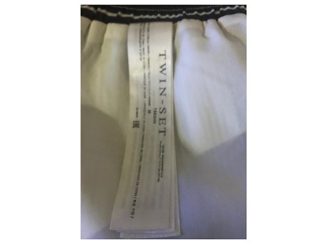 Twin Set Calça listrada com paetês Preto Branco - vista 7