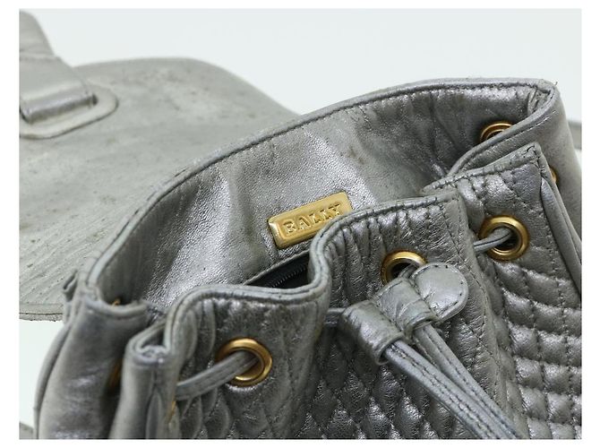 BALLY Matelasse Rucksack Leder Silber Auth am3396 - Ansicht 18