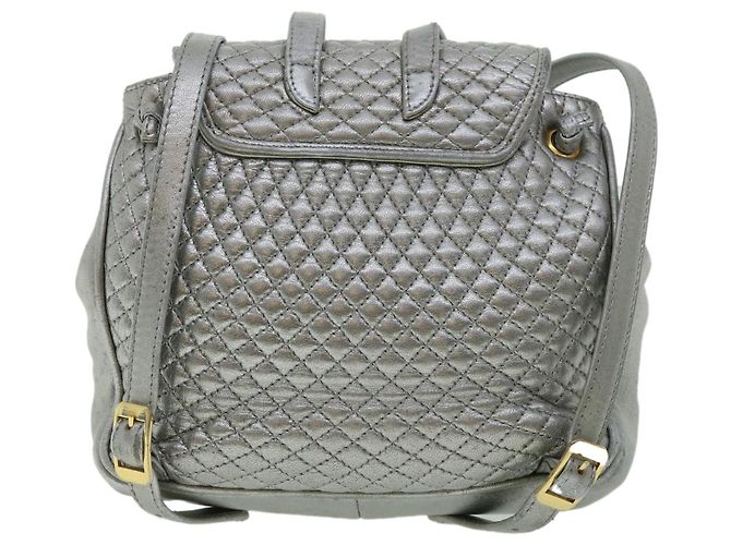 BALLY Matelasse Rucksack Leder Silber Auth am3396 - Ansicht 2