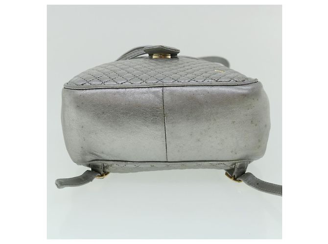 BALLY Matelasse Rucksack Leder Silber Auth am3396 - Ansicht 5