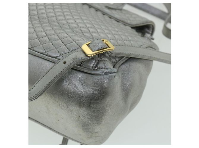 BALLY Matelasse Rucksack Leder Silber Auth am3396 - Ansicht 8