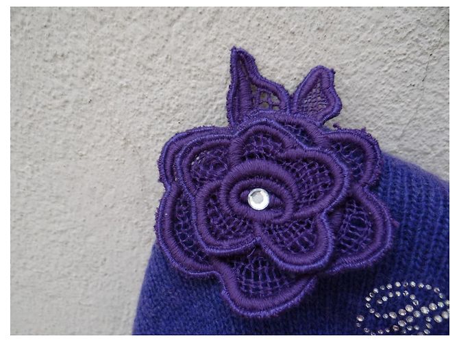 Berretto Blumarine Viola in Cashmere e Lana con Logo Swarovski Porpora - vista 5
