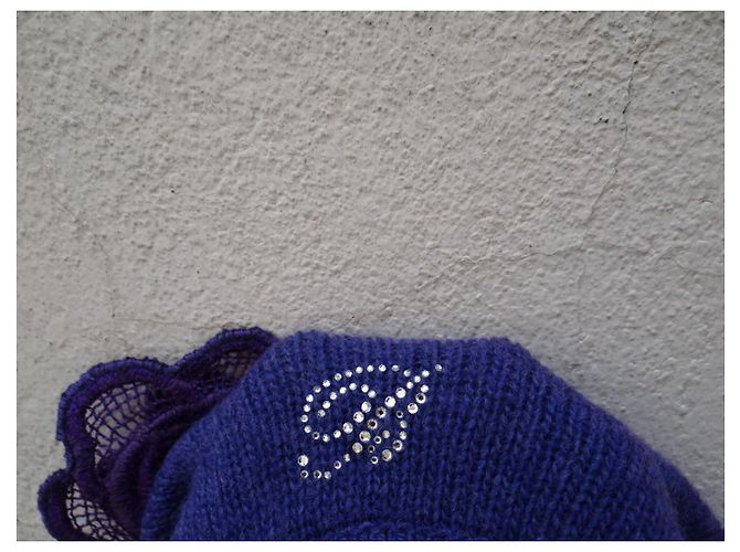 Berretto Blumarine Viola in Cashmere e Lana con Logo Swarovski Porpora - vista 6