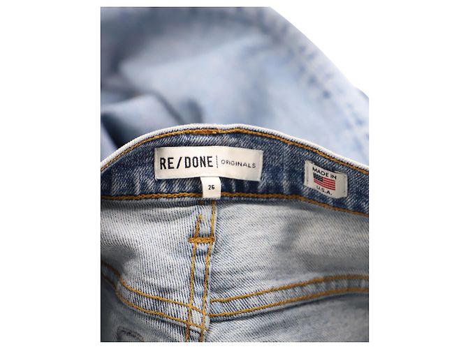RE/DONE Jeans Gamba Dritta in Cotone Azzurro Blu Blu chiaro - vista 3