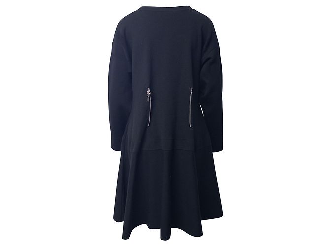 Abito Alexander McQueen Pintuck Zip in lana nera Nero - vista 3