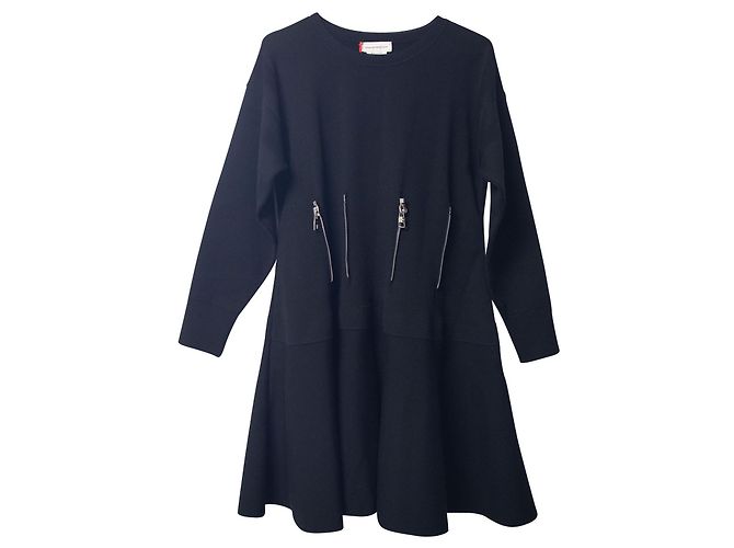 Abito Alexander McQueen Pintuck Zip in lana nera Nero - vista 4