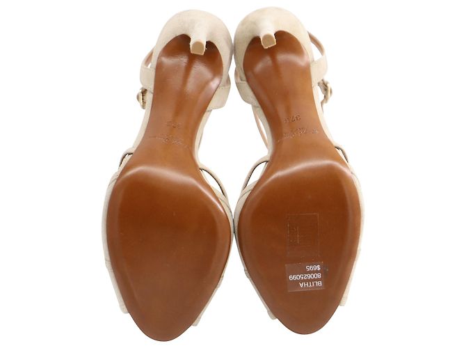 Ralph Lauren Ankle Strap Peep Toe Heels aus beigem Wildleder - Ansicht 5