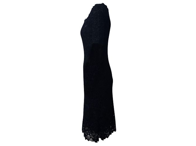 Dolce & Gabbana Spitzenkleid mit eckigem Ausschnitt aus schwarzer Viskose - Ansicht 2