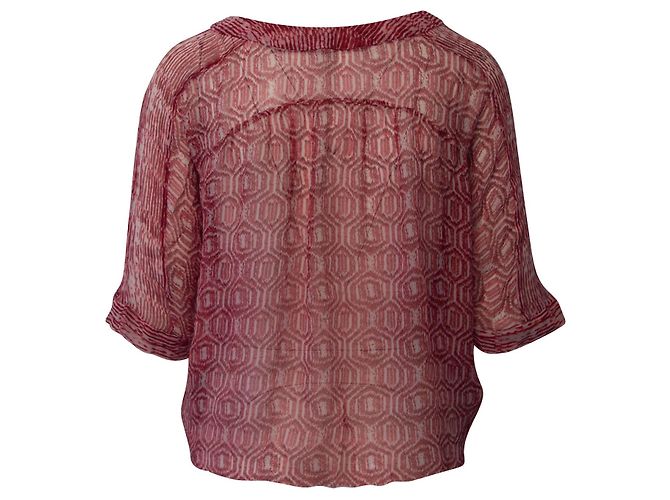 Blusa de nido de abeja Isabel Marant Etoile en seda roja - vista 3