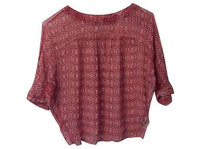 Blusa de nido de abeja Isabel Marant Etoile en seda roja - vista 4