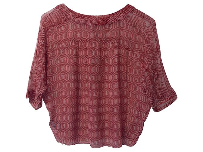 Blusa de nido de abeja Isabel Marant Etoile en seda roja - vista 5