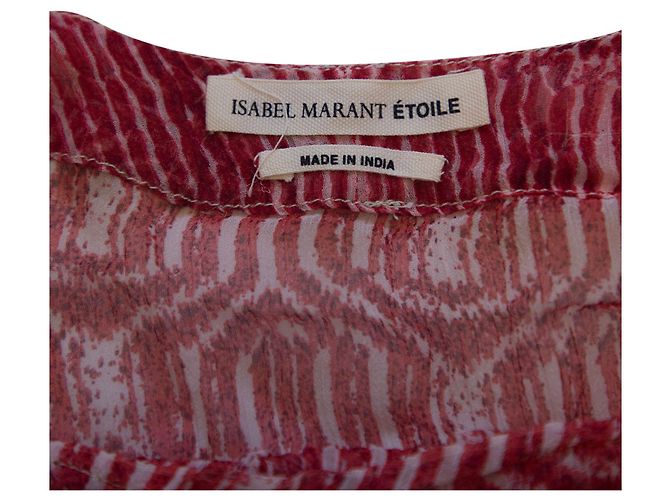 Blusa de nido de abeja Isabel Marant Etoile en seda roja - vista 7