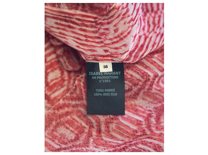 Blusa de nido de abeja Isabel Marant Etoile en seda roja - vista 8