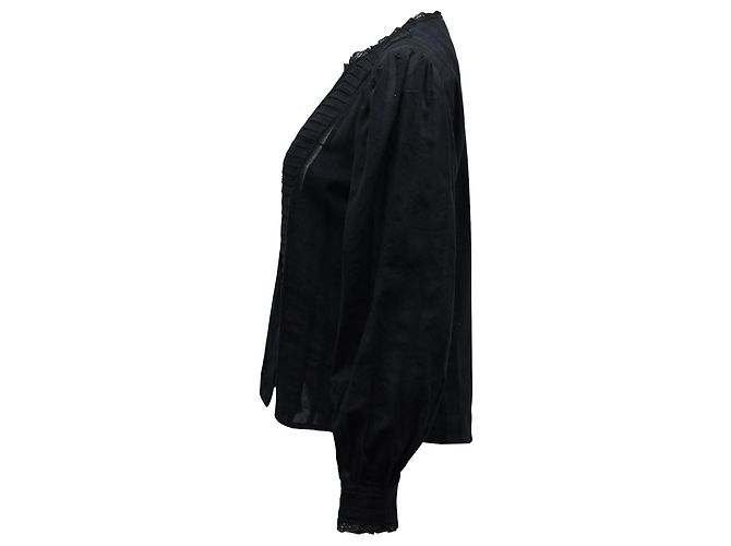 Blusa Isabel Marant Etoile con botones en la parte delantera de algodón negro - vista 2