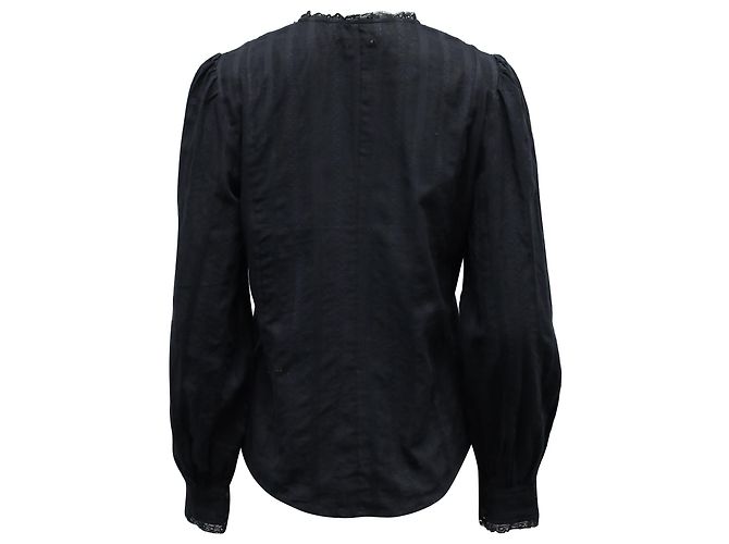 Blusa Isabel Marant Etoile con botones en la parte delantera de algodón negro - vista 3