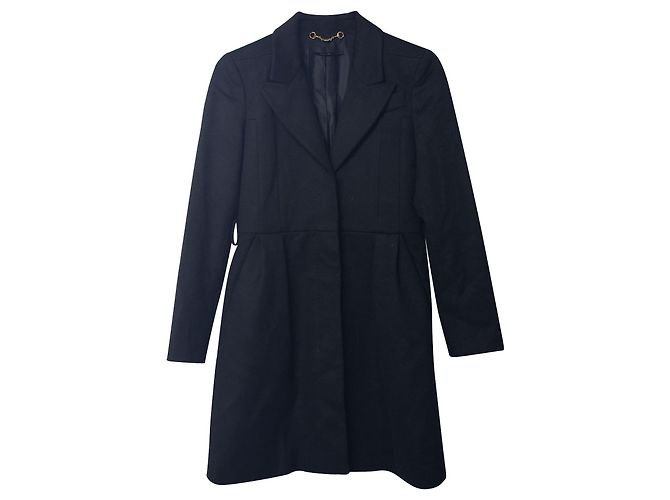 Abrigo Gucci con Cuello de Solapa de Pico en Cupro Negro - vista 4