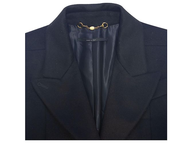 Abrigo Gucci con Cuello de Solapa de Pico en Cupro Negro - vista 6