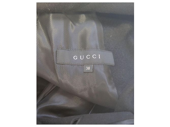 Abrigo Gucci con Cuello de Solapa de Pico en Cupro Negro - vista 7