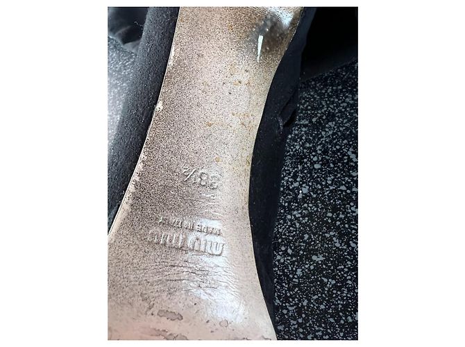 Miu Miu Botas de Ante Negro Sobre la Rodilla - vista 6