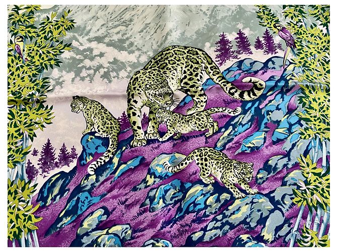 Sublime quadrato Hermès "Sichuan" Verde Porpora - vista 5